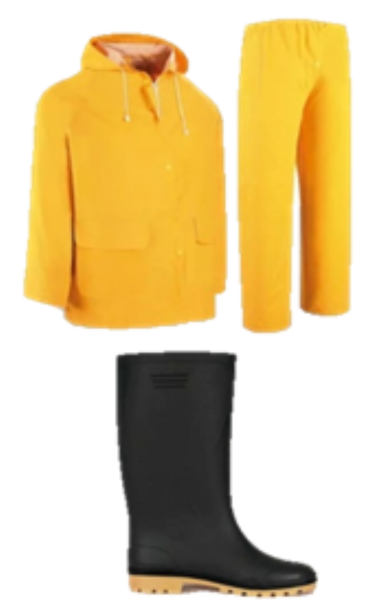 Pack Traje Jardinera Pvc Amarillo + Botas De Pvc Sin Puntas