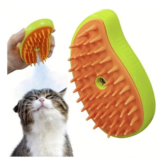 Cepillo Automático Para Gatos Y Perro A Vapor 3 En 1 Amarillo