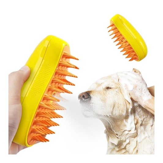 Cepillo Automático Para Gatos Y Perro A Vapor 3 En 1 Amarillo