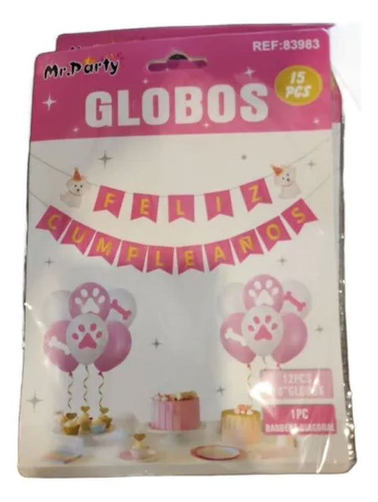 Set Globo Bandera De Cumpleaños Fiesta Temática Para Perros
