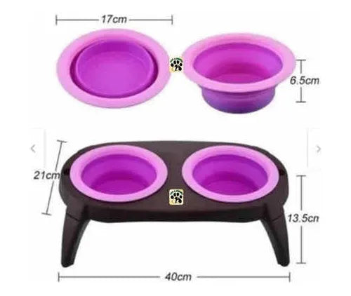 Plato Doble Plegable, Para Mascota, Bebedero Y/o Comedero