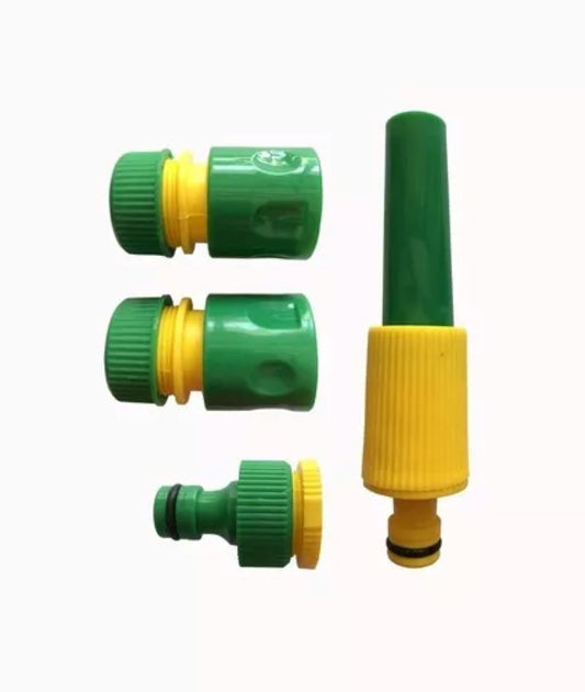 Set Riego Pistola Pitón 5pcs Acoples Rápidos Para Manguera Verde